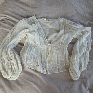 Jen’s Pirate Booty Bohemian White Lace Blouse - Women's Top